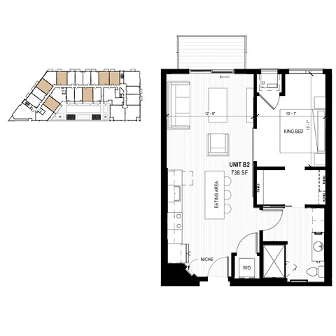 a floor plan of a house that is split into two sections